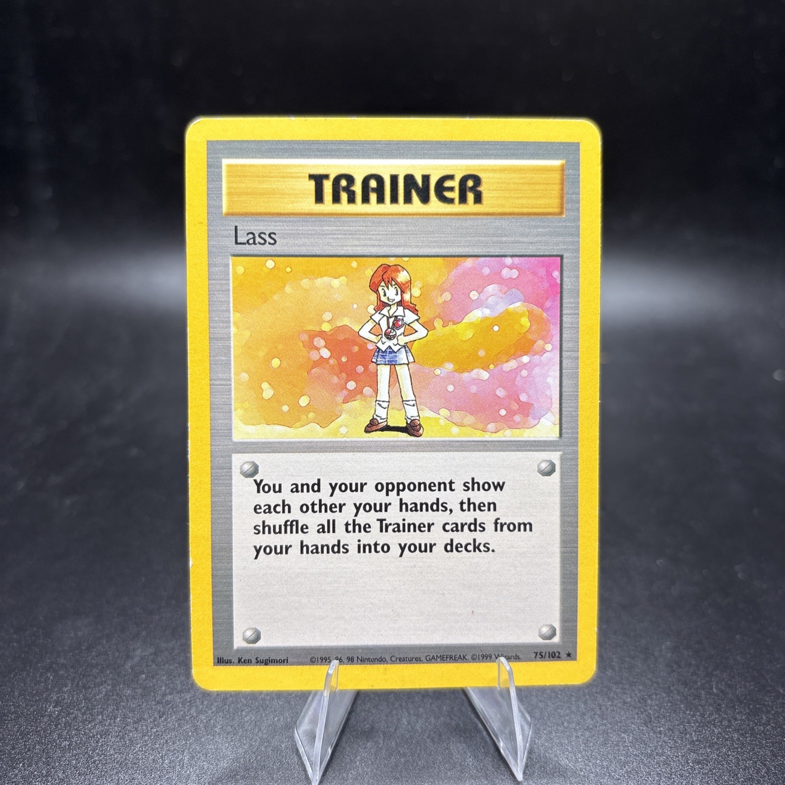 Pokemon Vintage TCG Lass 75/102 Base Set Rare Near Mint 1999 WoTC LP -j