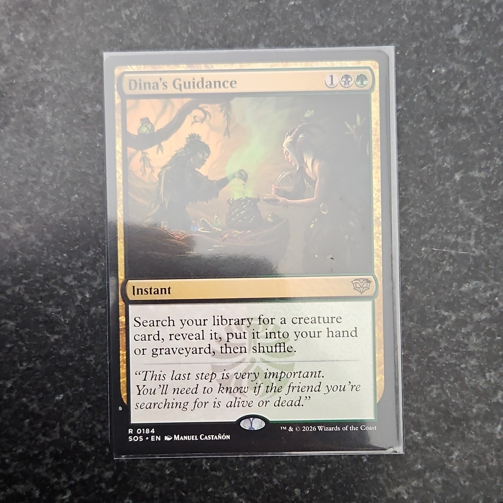 Magic The Gathering Dina’s Guidance Instant SOS Green Black 0184 Manuel Castañón