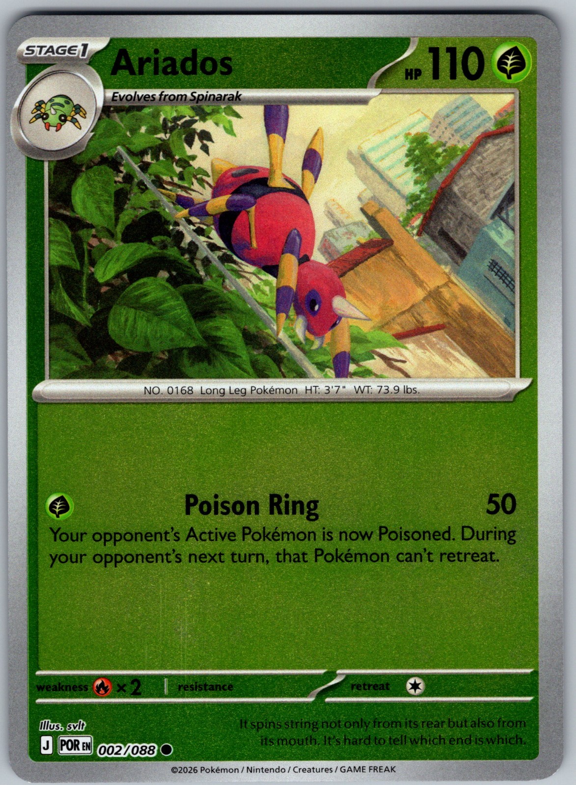 Ariados Reverse Holo Common ME03: Perfect Order 002/088 NM