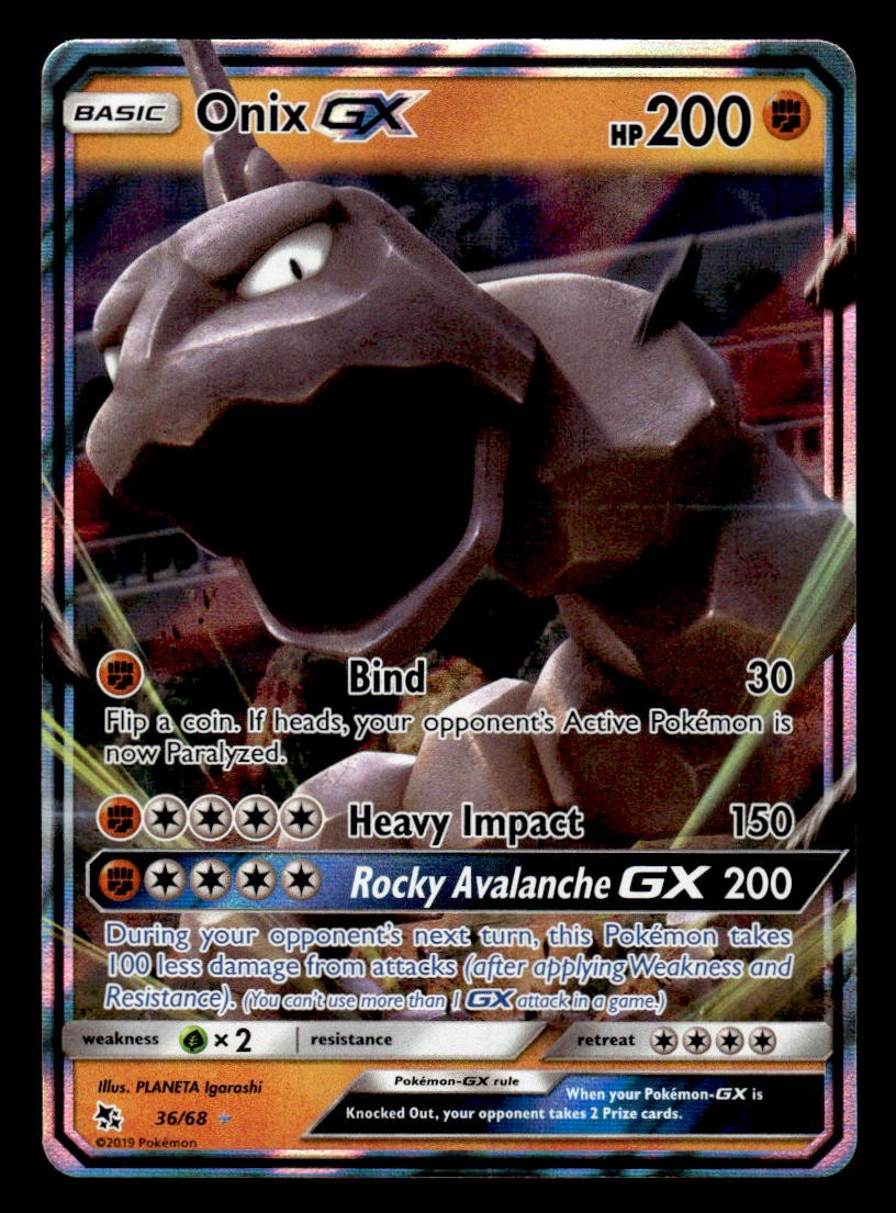 Hidden Fates Ultra Rare,Holo #36/68 Onix GX