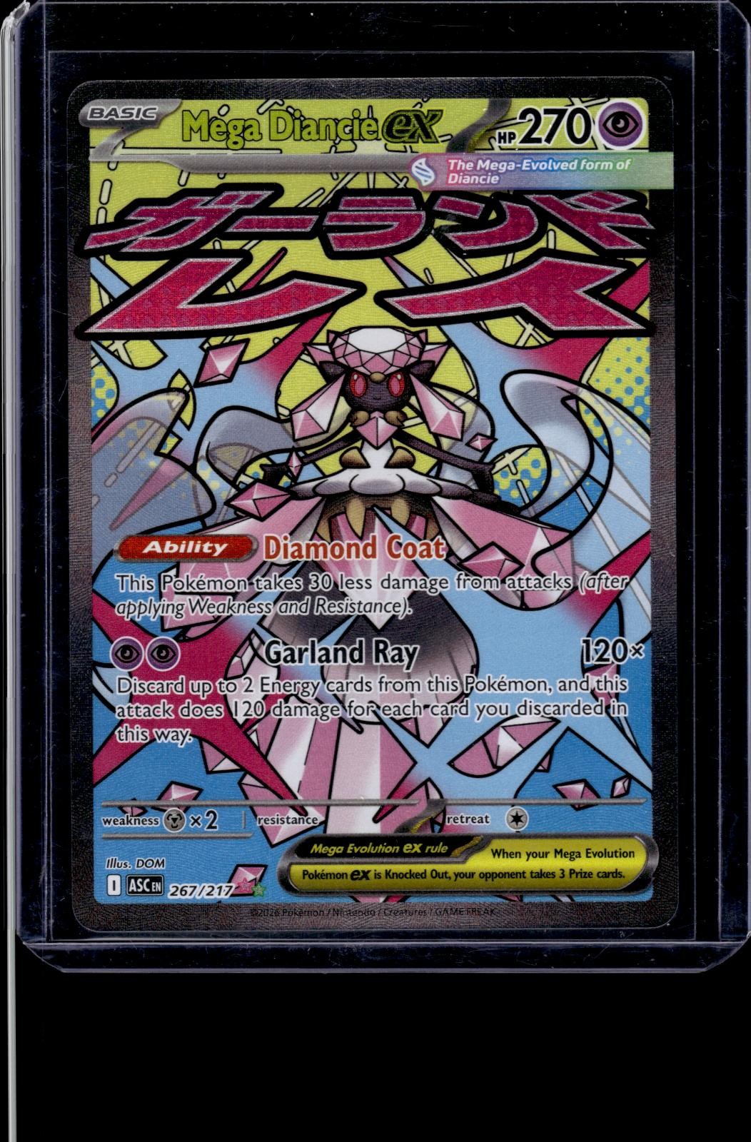 Mega Diancie ex 267/217 Mega Attack Rare Ascended Heroes Pokemon Holo Near Mint