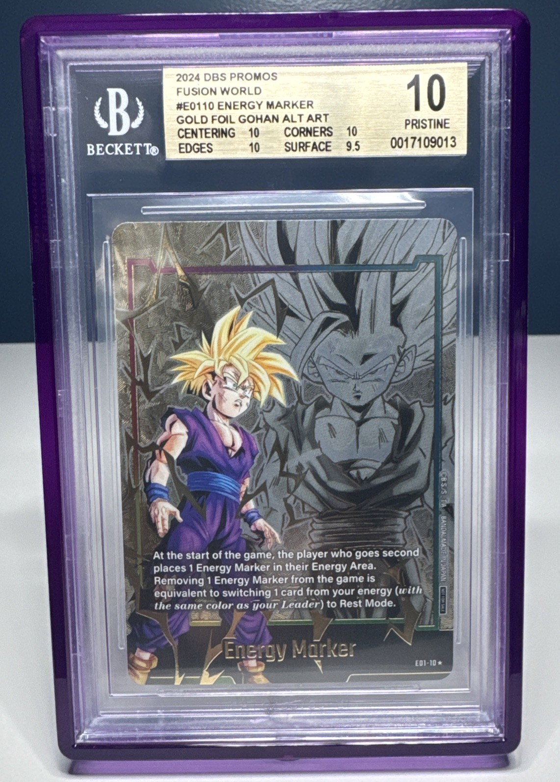 Energy Marker Gold Foil Gohan E01-10 Dragon Ball Fusion World BGS 10 Pristine