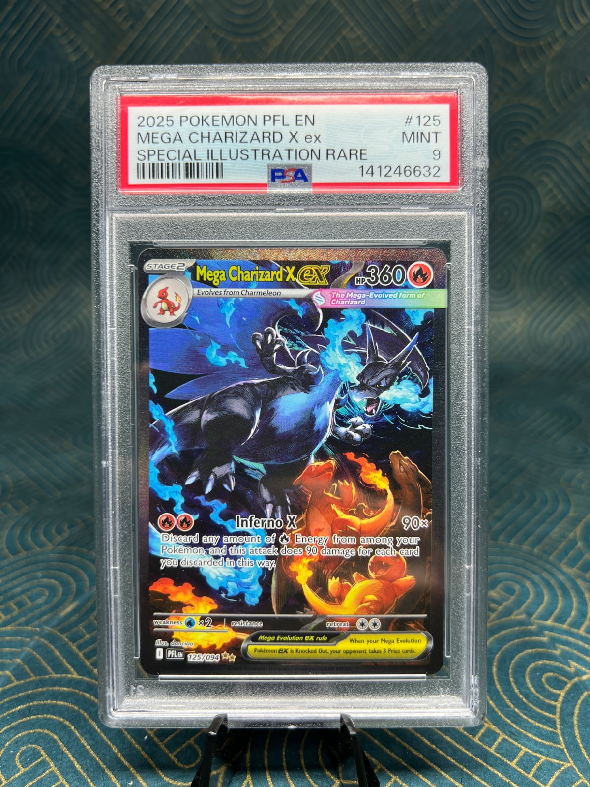Mega Charizard X ex 125/094 Me02: Phantasmal Flames PSA 9 – Clean!