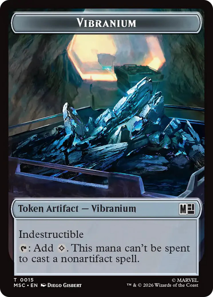 MTG Angel (004) // Vibranium (015) Double-Sided Token [Marvel Super Heroes Comma