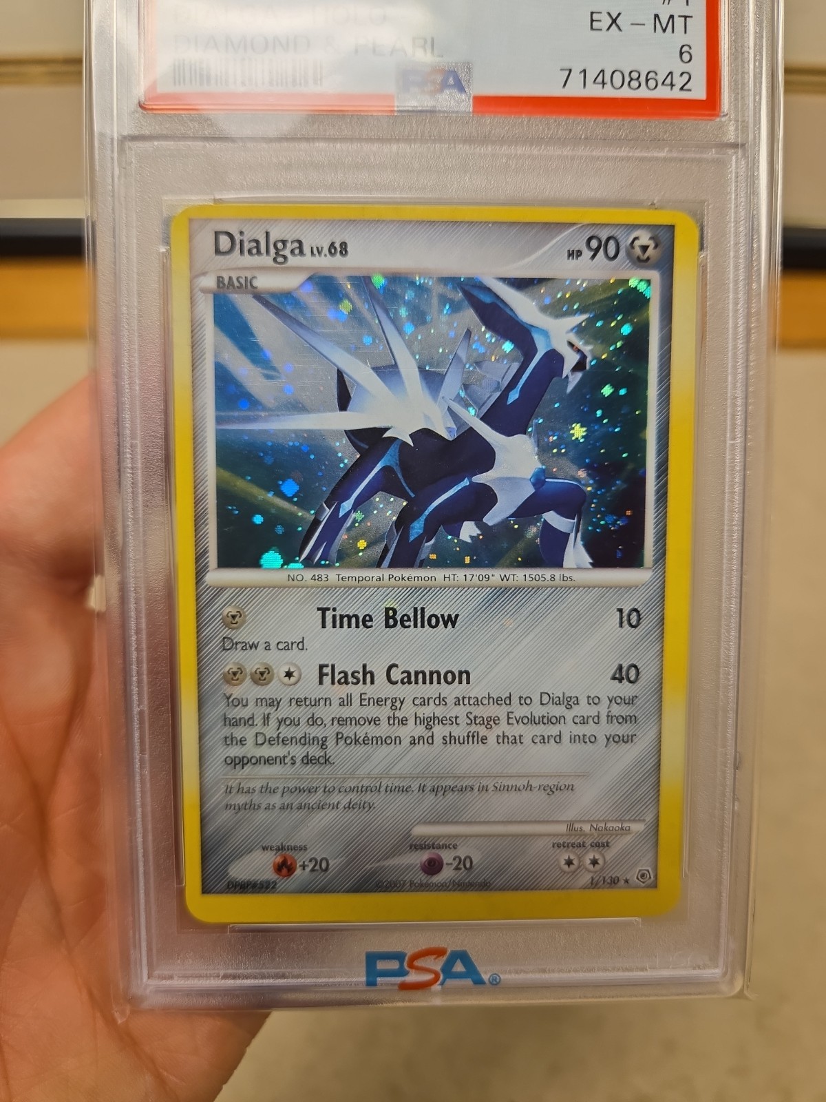 PSA 6 DIALGA #1 Partial SWIRL HOLO 2007 POKEMON DIAMOND & PEARL 1/130 Low Pop