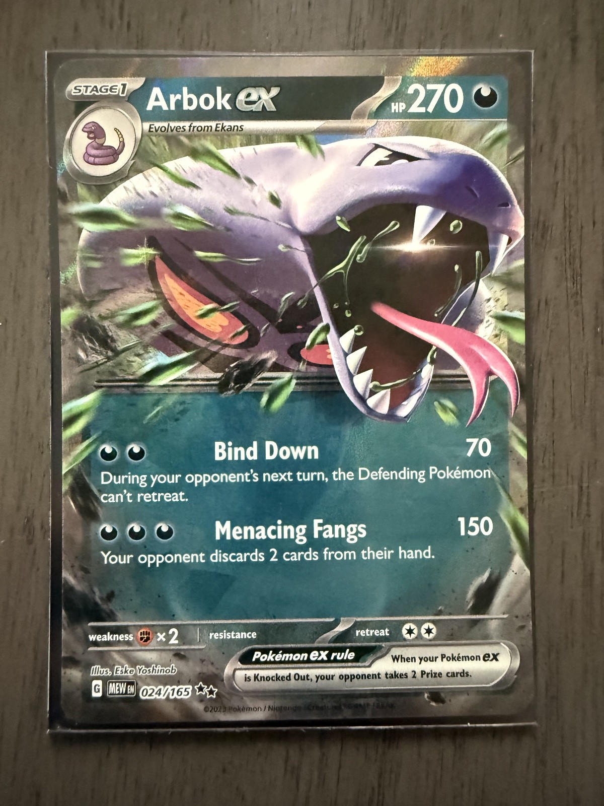 Arbok ex – Holo Double Rare SV: Scarlet & Violet 151 024/165 NM Eske Yoshinob