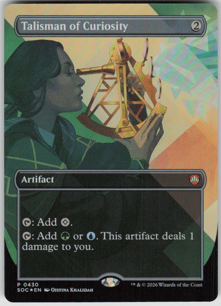 MTG Talisman of Curiosity Borderless Foil NM Secrets of Strixhaven Magic 430