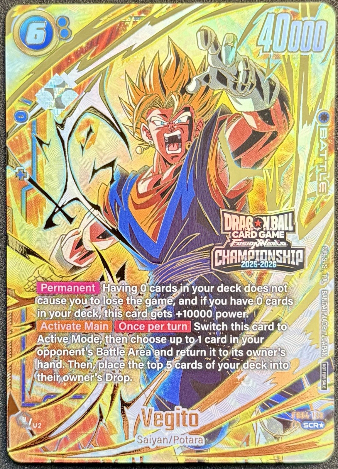 2025 DBS FUSION WORLD CHAMPIONSHIP 25-26 WAVE 1 TOP PRIZE VEGITO FB04-130 NM