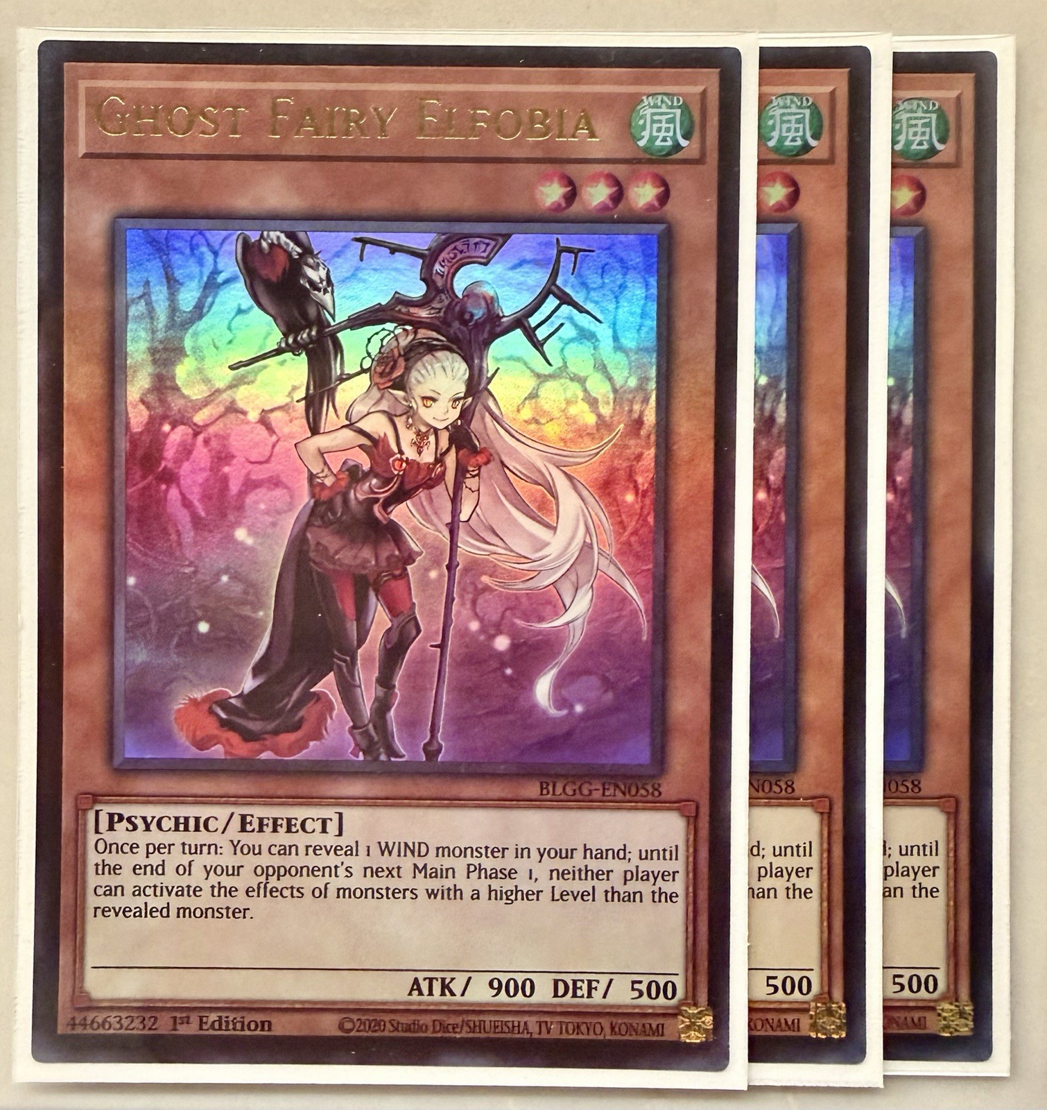 Yugioh! 3x Ghost Fairy Elfobia BLGG-EN058 Ultra Rare 1st Ed NM