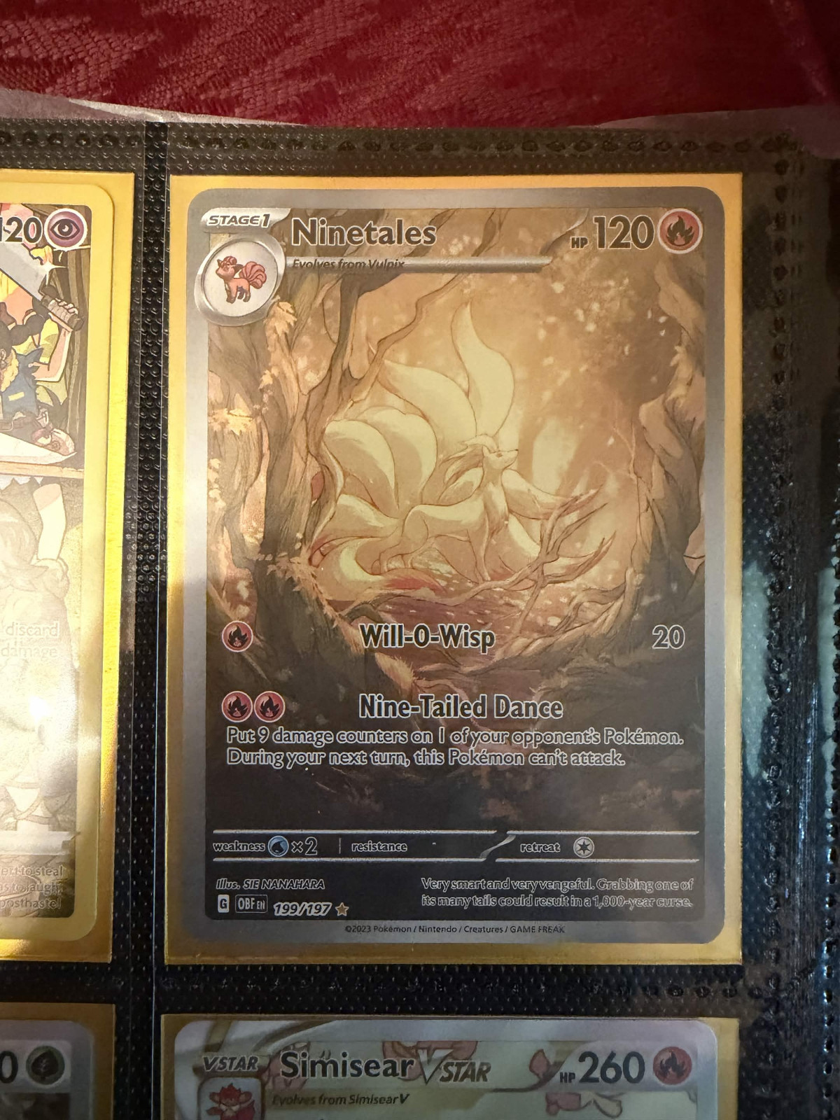 Pokémon TCG Obsidian Flames Ninetails Full Art Illustration Rare Card 199/197 🔥