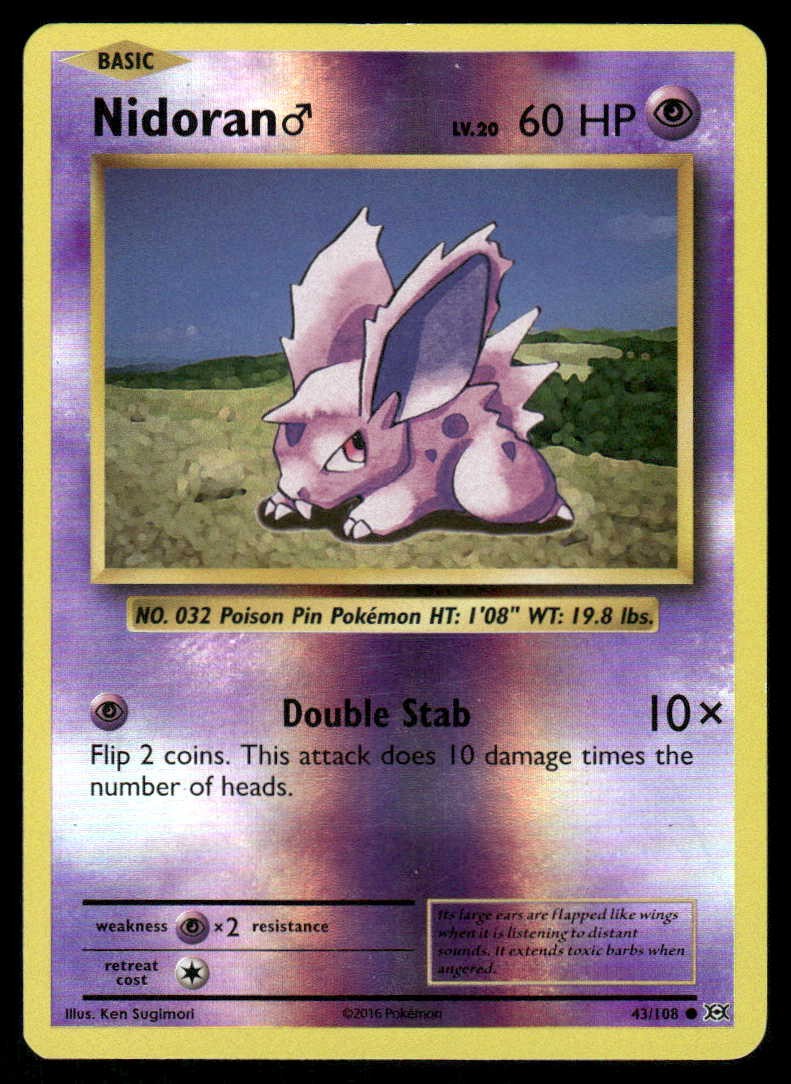 Pokemon Nidoran M 43/108 Reverse Holo C NM/M
