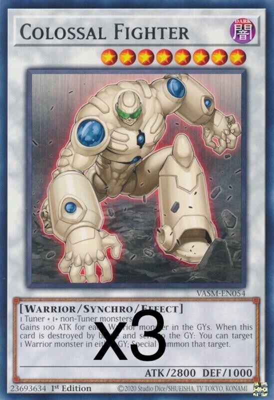 3X Yugioh Colossal Fighter VASM-EN054 Rare 1st Edition NM