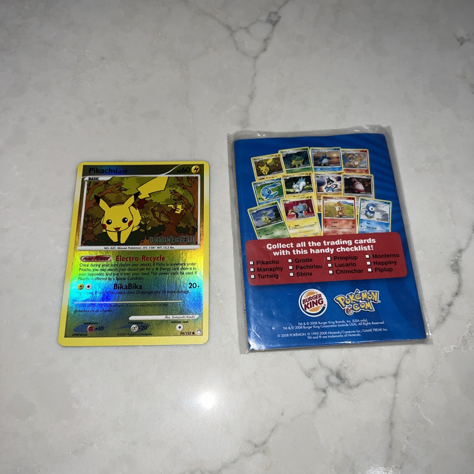 Pokémon Pikachu 94/123 Diamond and Pearl Burger King Stamped Reverse Holo