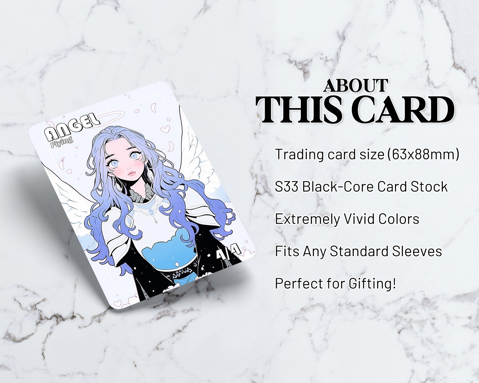 Angel (4/4, Flying) Token | Handmade Borderless Designed Art Card