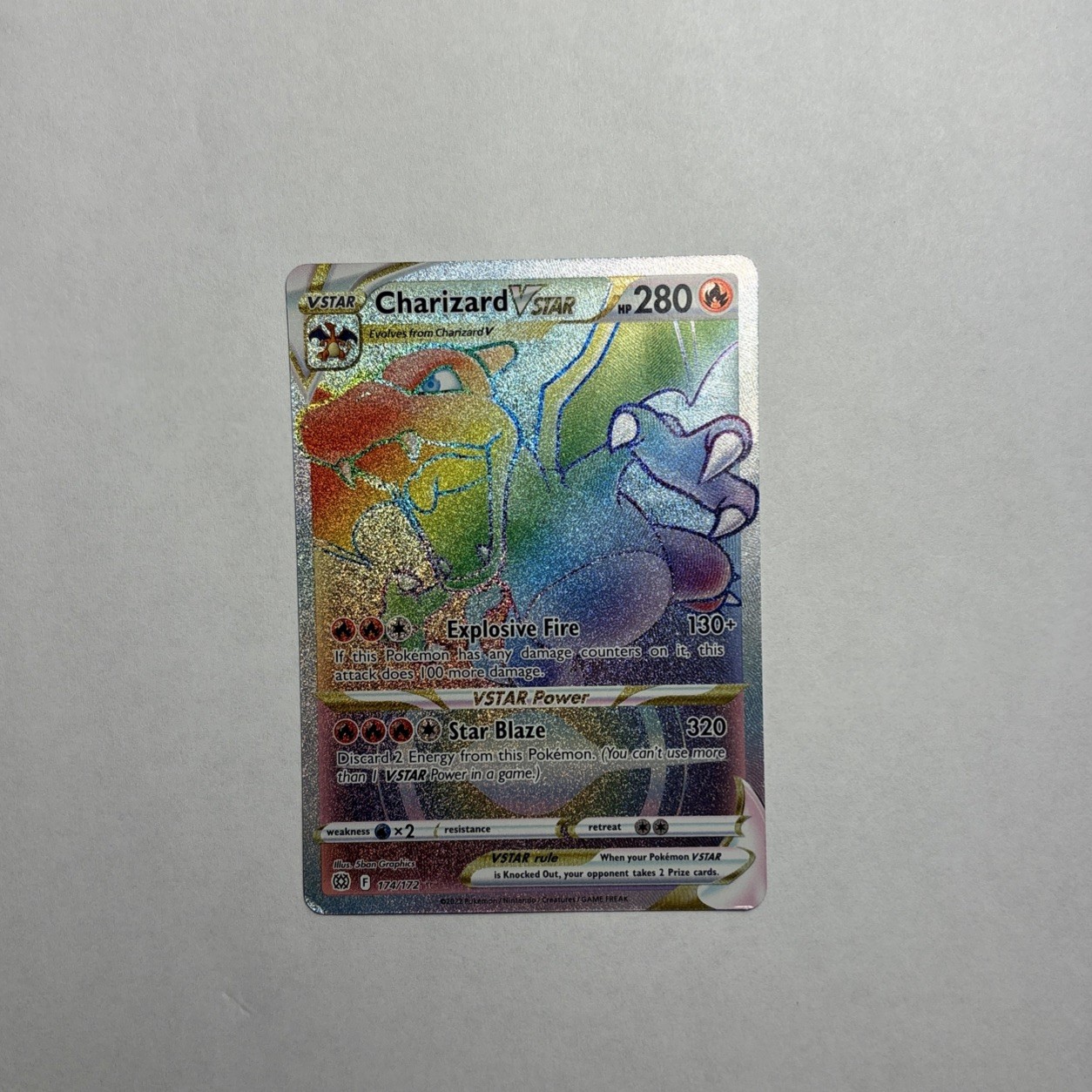 Pokémon TCG – Charizard VSTAR Rainbow Secret Rare Card Brilliant Stars 174/172