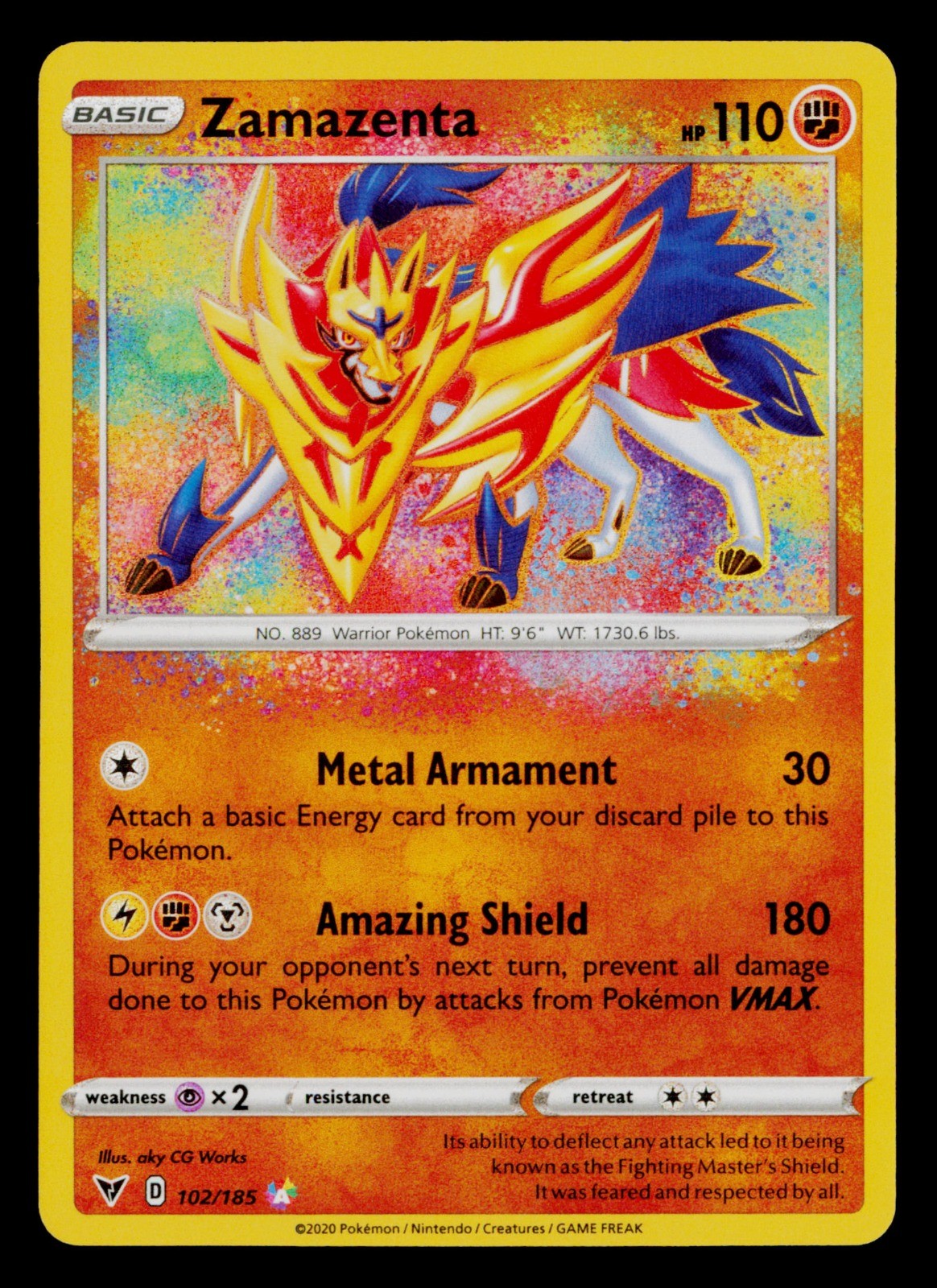 Zamazenta Holo Amazing Rare SWSH04: Vivid Voltage 102/185 NM