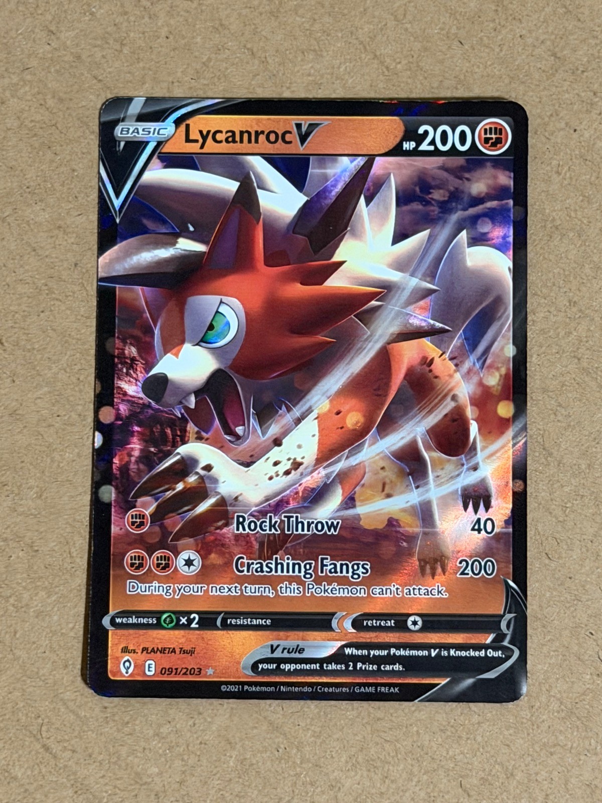 Lycanroc V 091/203 Holo Evolving Skies Pokemon NM PLANETA Tsuji