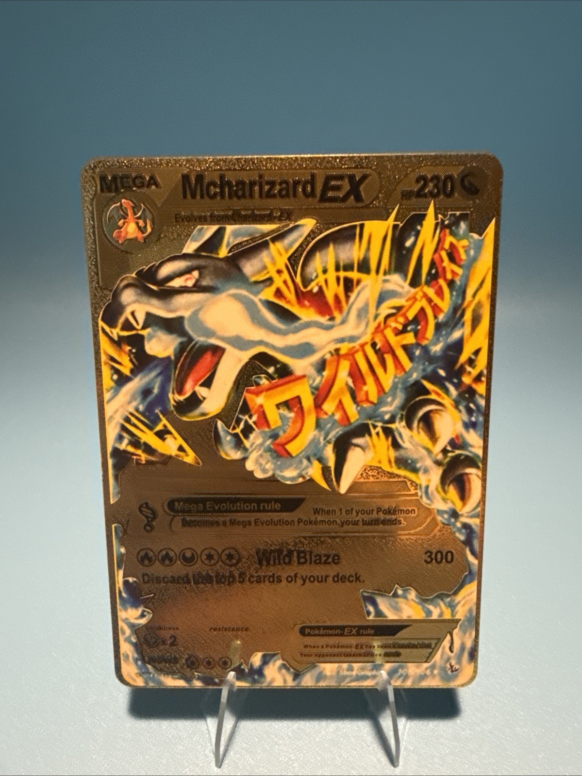 Mcharizard EX Mega M Charizard Gold Foil Fan Art Pokemon Card 108/106 230HP NM