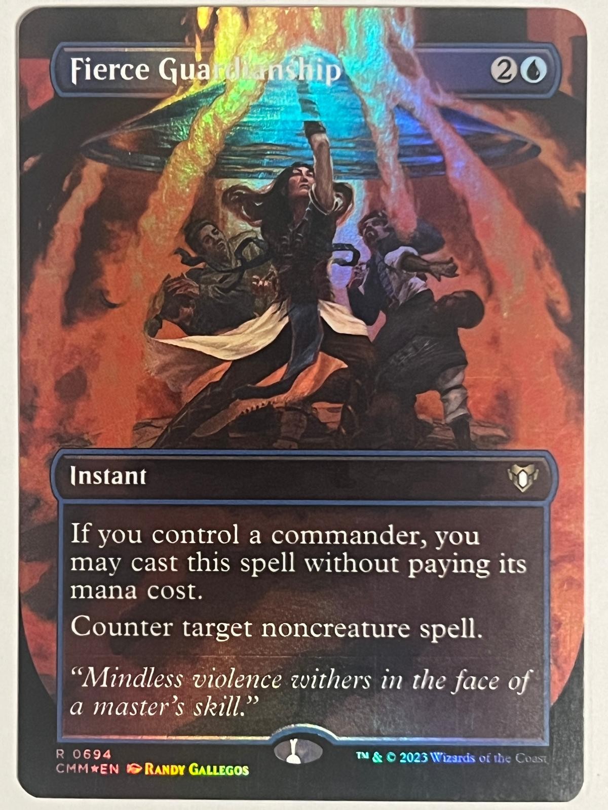 MTG FIERCE GUARDIANSHIP (BORDERLESS) COMMANDER MASTERS 694 FOIL NM