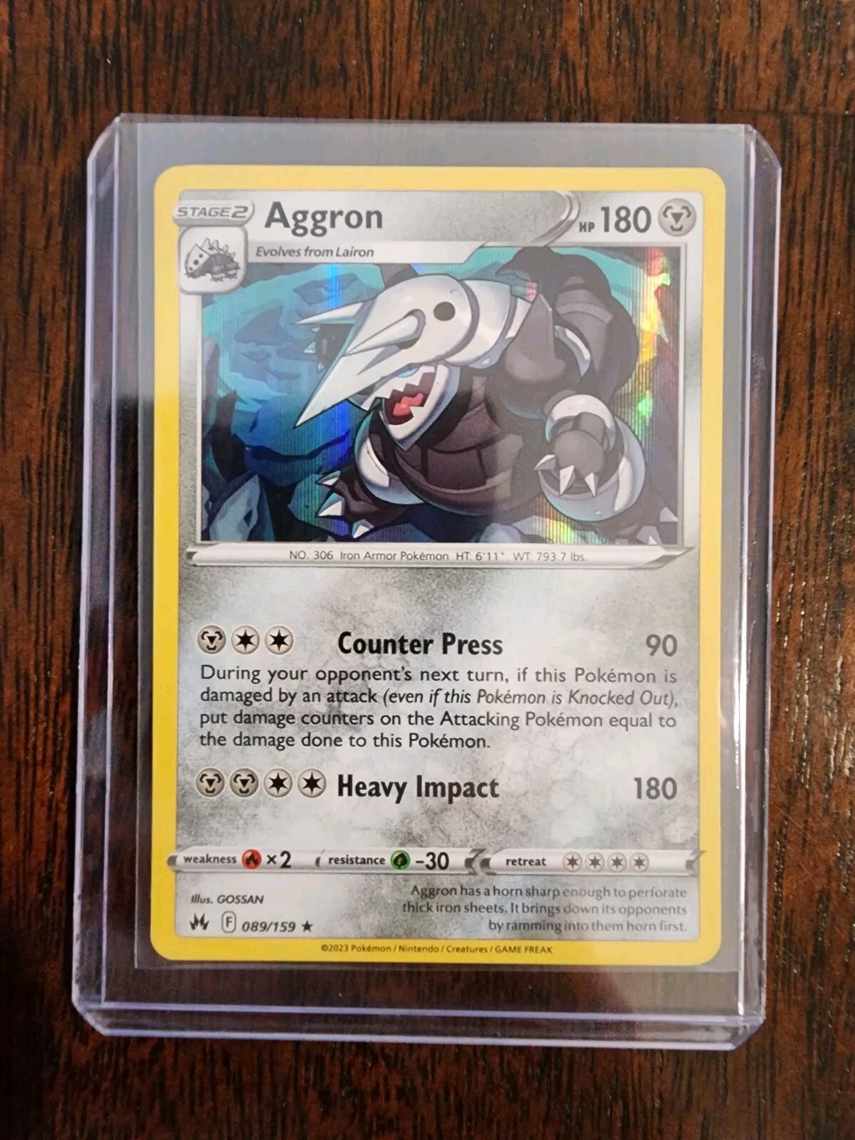 Pokemon Crown Zenith | 089/159 – Aggron Holo Rare – NM