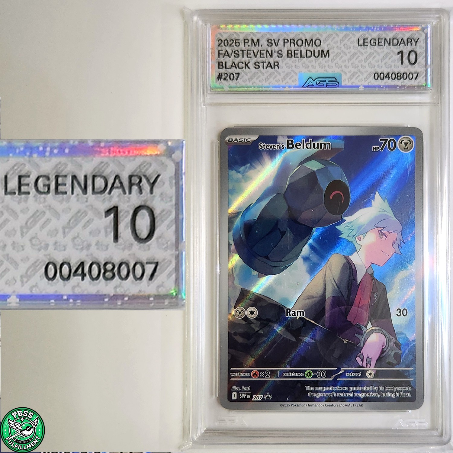Pokemon TCG Steven Rival Battle Deck 207 Steven’s Beldum AGS 10 Legendary MINT