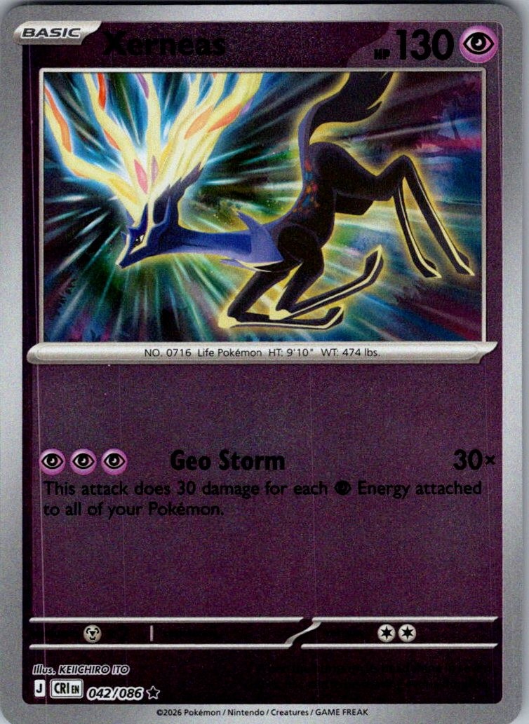 Xerneas Chaos Rising 042/086 Rare Reverse Holo Pokemon Near Mint