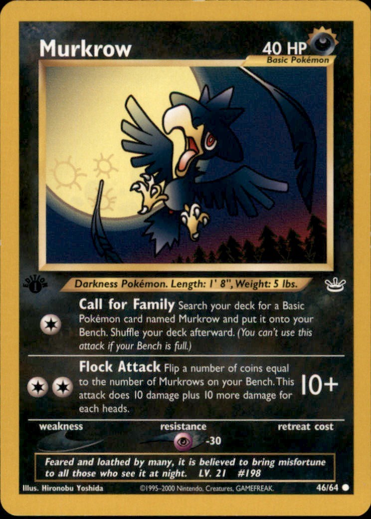 Murkrow Common Pokemon 1st Edition Neo Revelation 46/64 NM