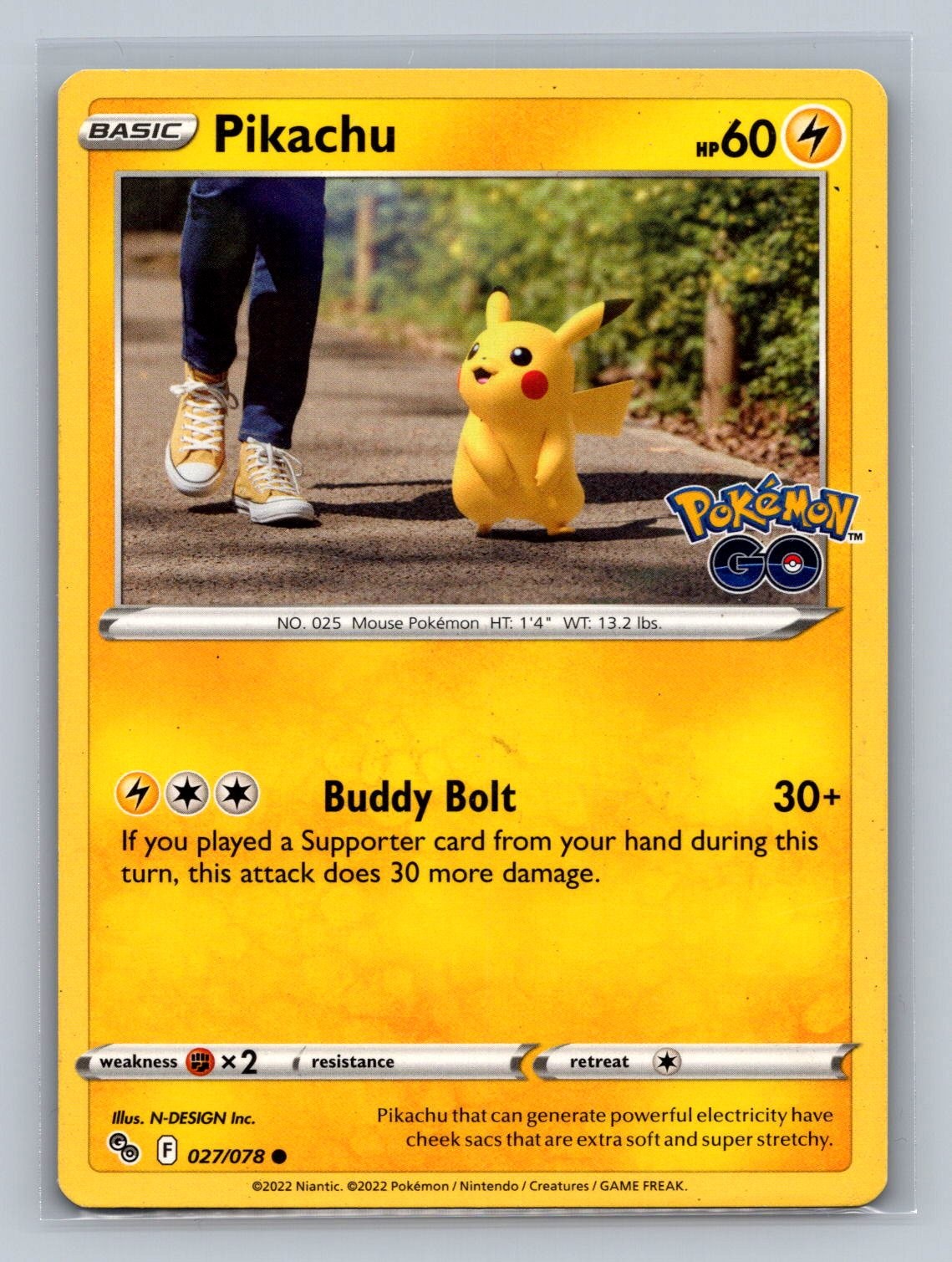 Pikachu 027/078 Common Pokemon GO NM 2022 N-DESIGN Inc. Free Shipping