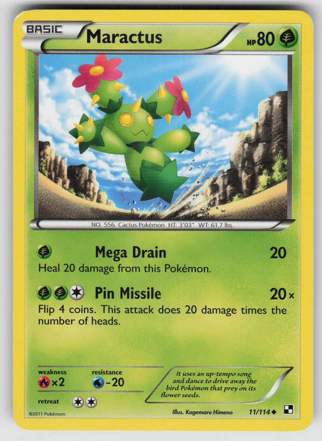 Maractus 11/114 Uncommon Black & White Pokemon Heavily Played