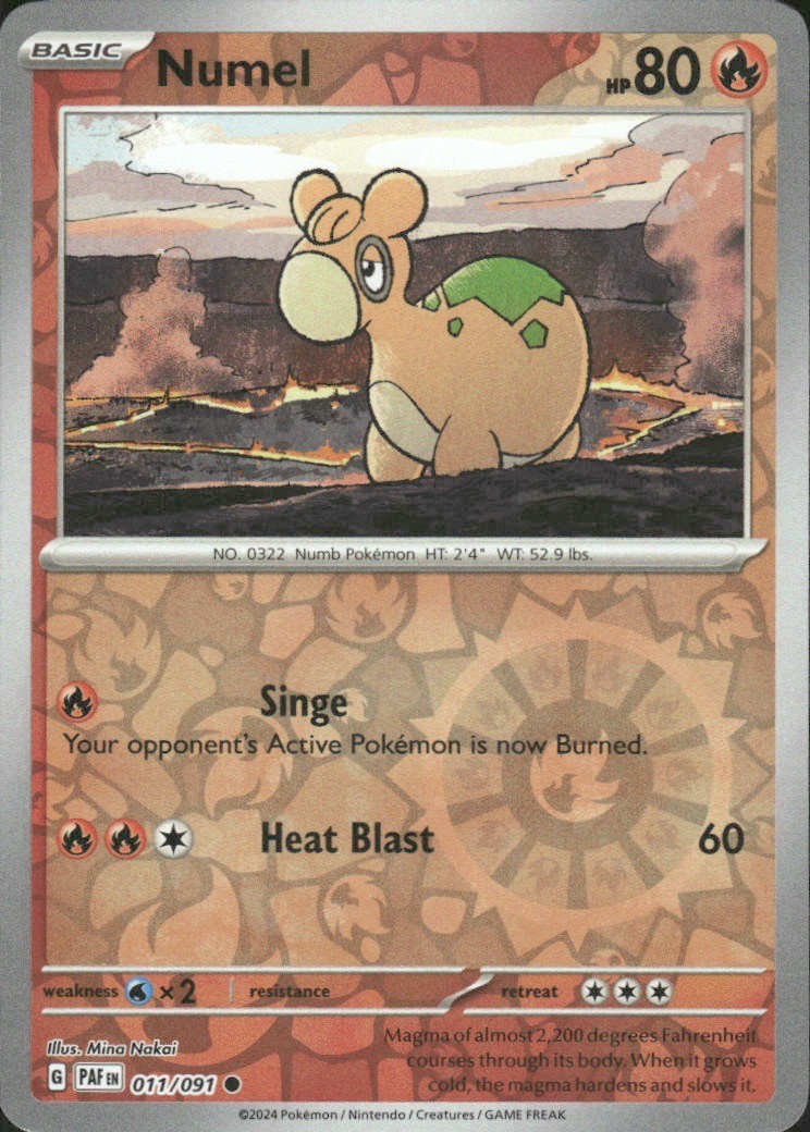 NUMEL 011/091 PALDEAN FATES COMMON REVERSE HOLO POKEMON MINA NAKAI