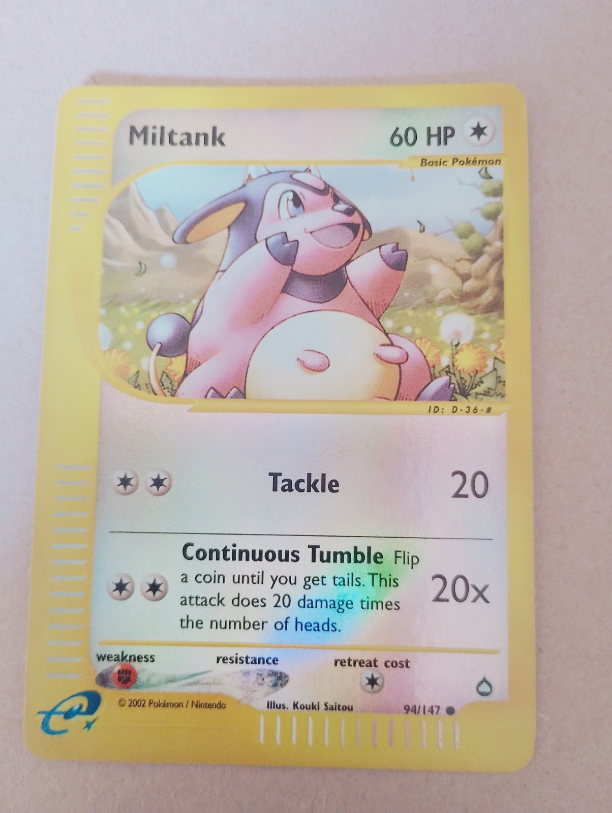Miltank 94/147 Reverse Holo Pokemon Card Aquapolis Set Near Mint