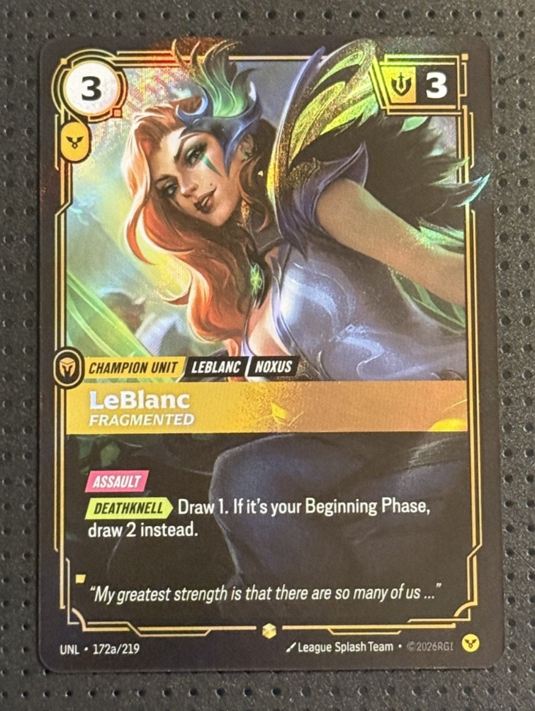 Riftbound #172a/219 Champion Unit LeBlanc (Fragmented) Alt Art Unleashed