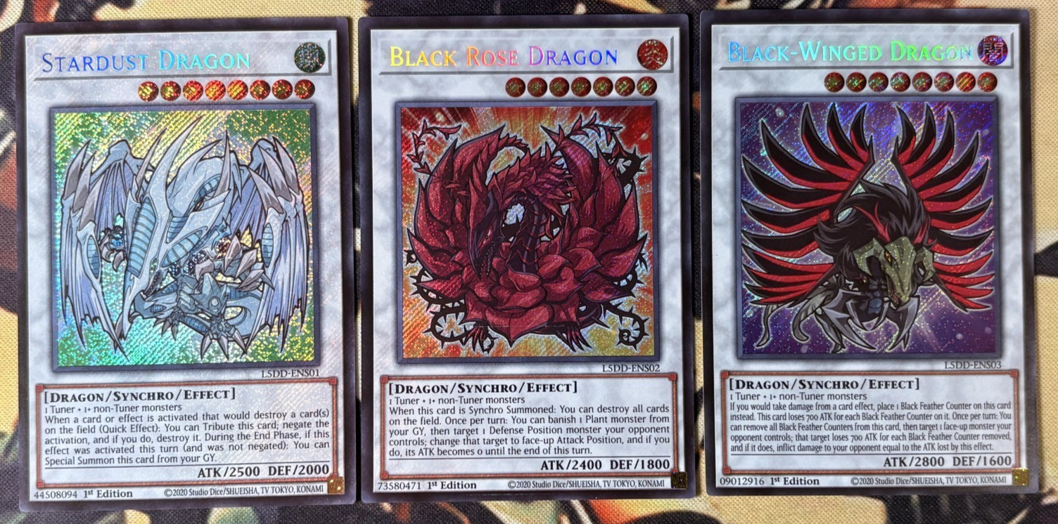 Yugioh Signer Dragon Chibi Art Set Secret Rare Stardust Black Rose Black-Winged