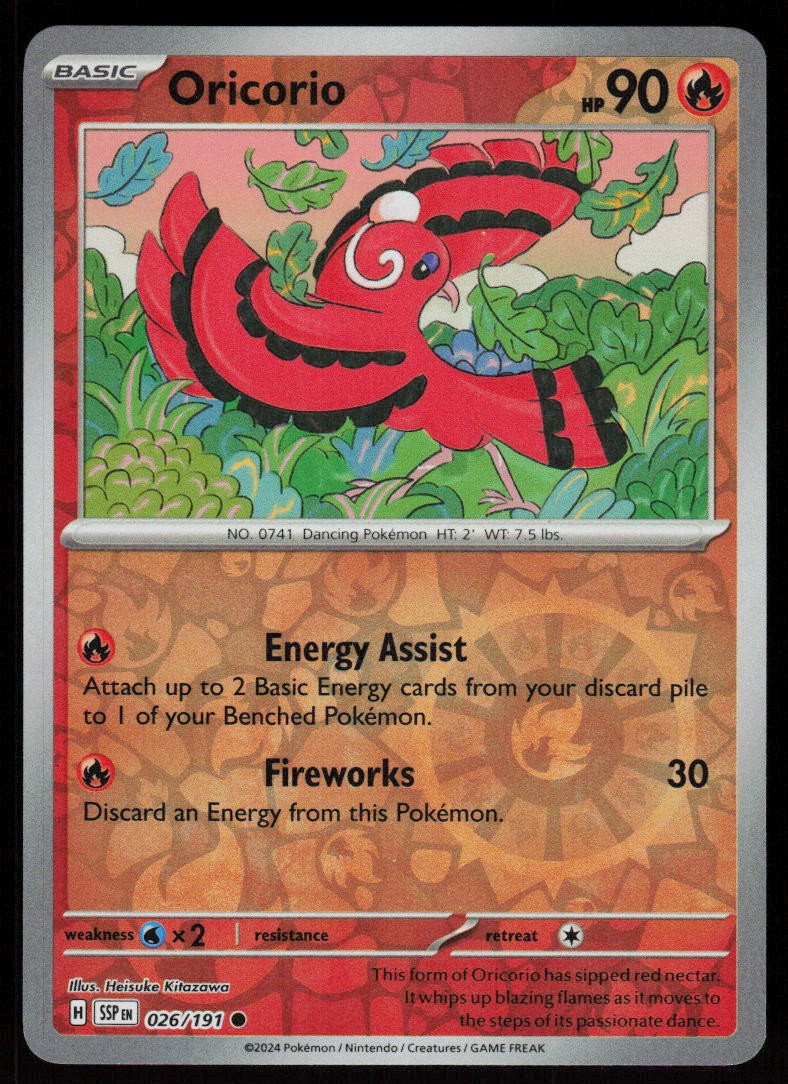 Oricorio 026/191 Common Surging Sparks Pokemon Reverse Holo Near Mint