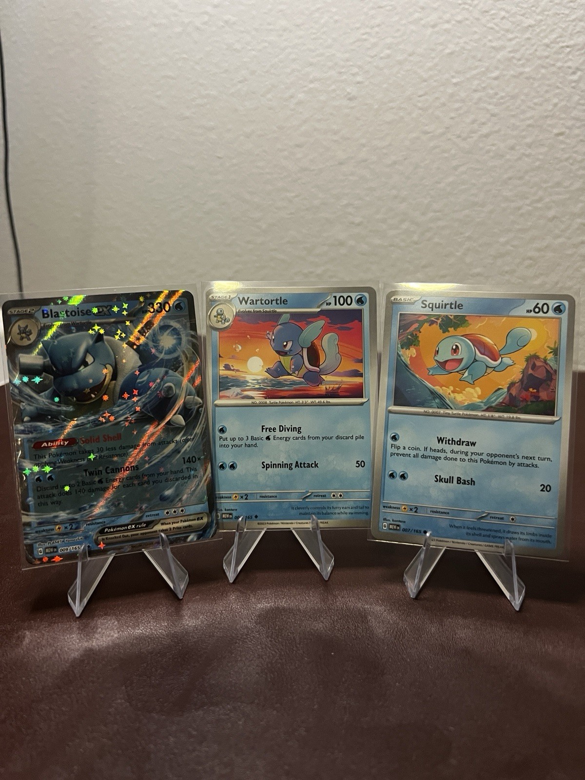 Blastoise, Wartortle & Squirtle Pokémon TCG 151 set Of 3