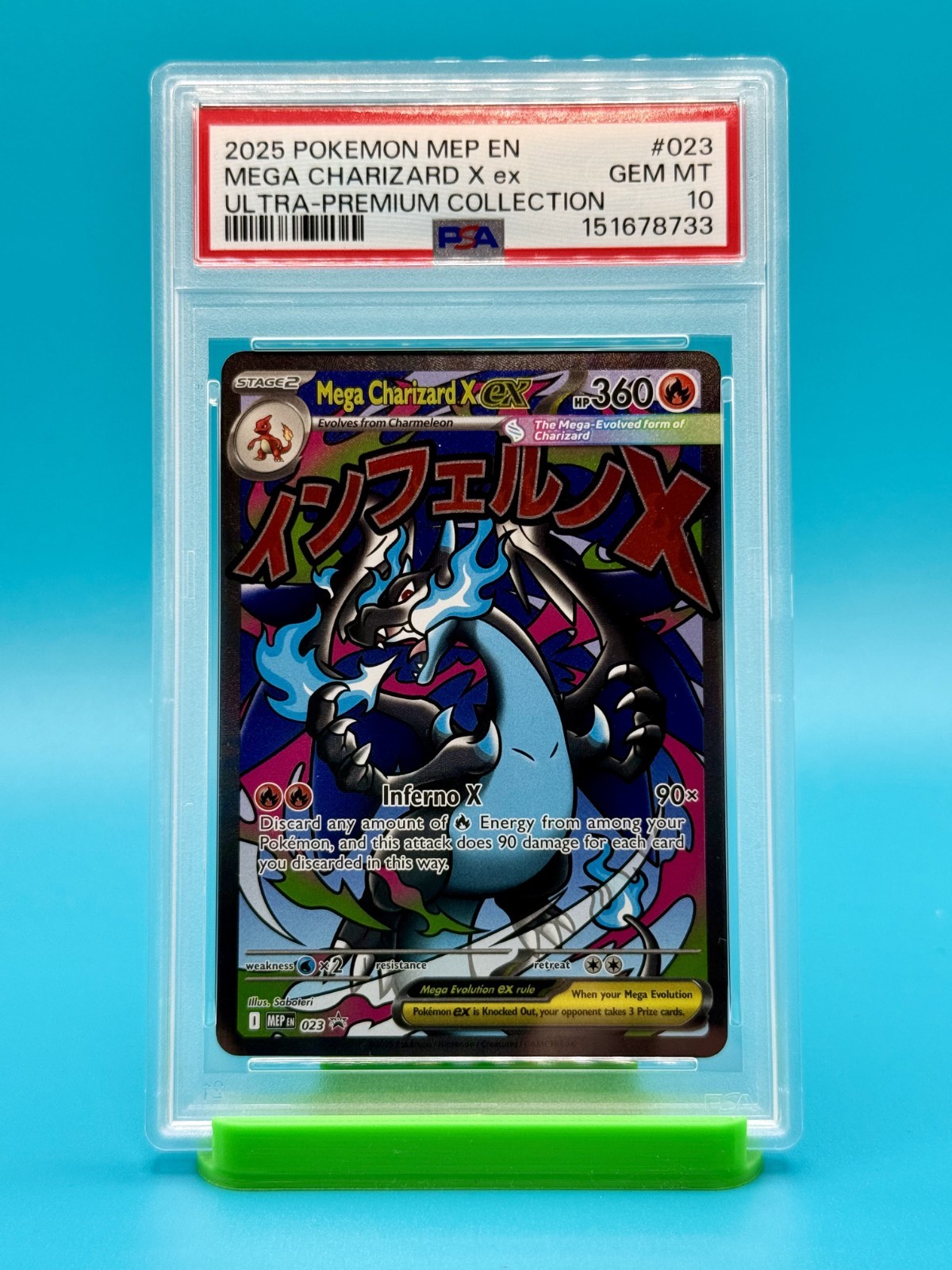 PSA 10 – 2025 Pokemon MEP Mega Charizard X ex UPC Promo #023