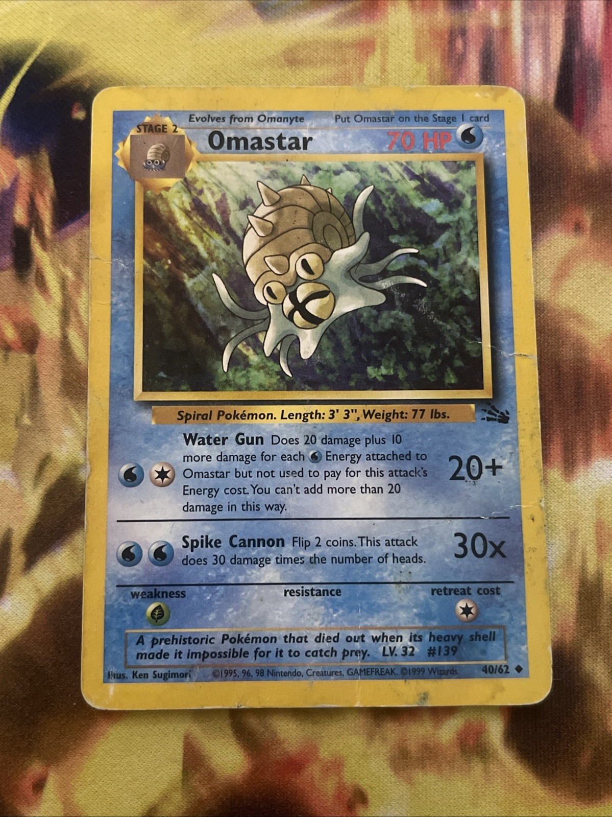 Pokémon TCG Omastar Fossil 40/62 Regular Unlimited Uncommon