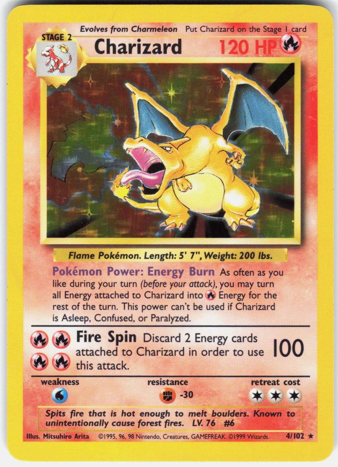 Pokemon Charizard 4/102 Holo Holo Rare Base Set Unlimited Pokemon Near Mint A