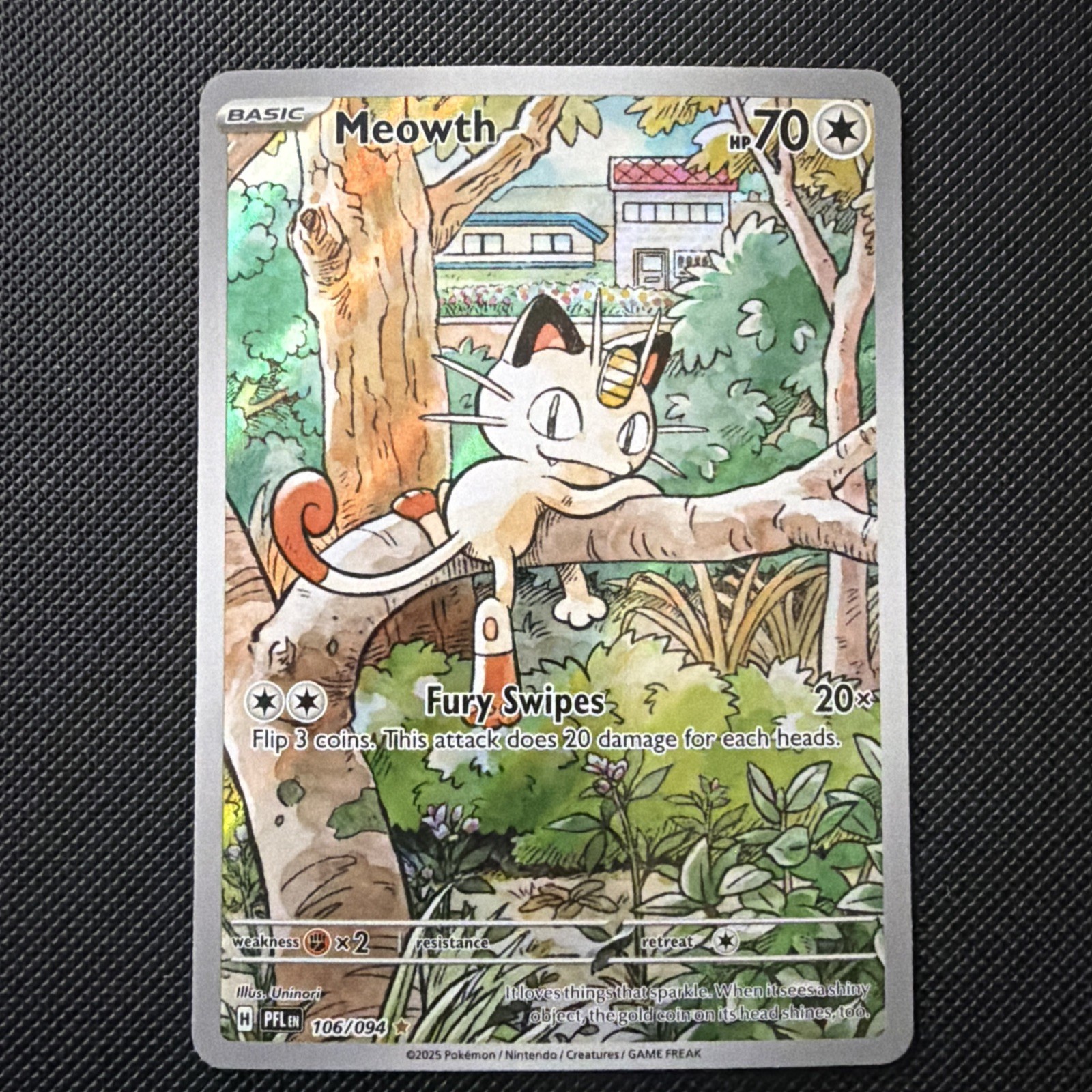 Pokemon Cards Meowth 106/094 Phantasmal Flames Illustration Rare Mint