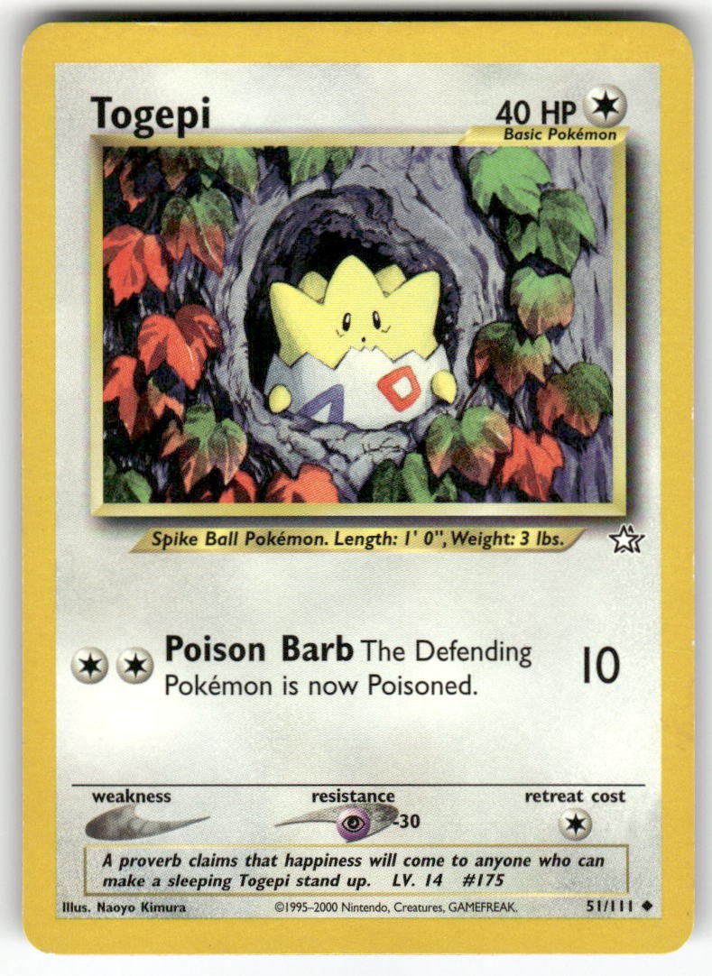 Togepi 51/111 Uncommon Neo Genesis Pokemon Unlimited Moderately Played