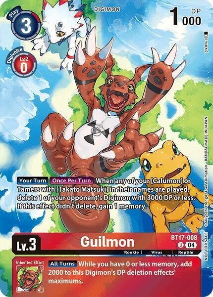 Guilmon Box Topper Foil – BT17-008 NM – Digimon TCG