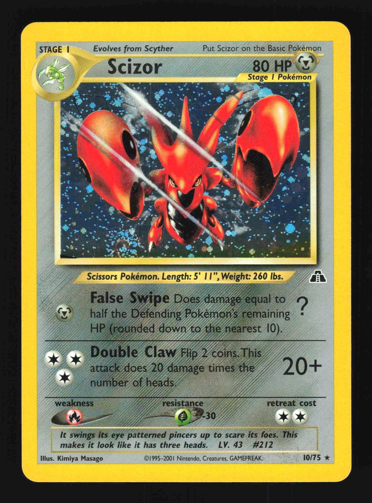 Pokemon Scizor Holo Rare SWIRL 🌀 Neo Discovery 10/75 Lightly Played