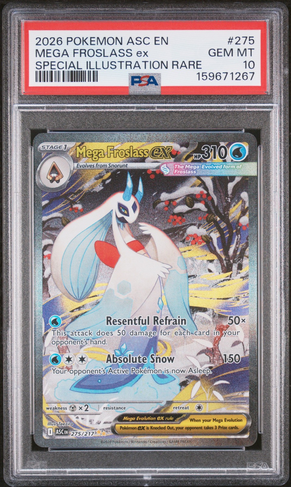 2026 POKEMON ASC EN-ASCENDED HEROES #275 MEGA FROSLASS EX PSA 10