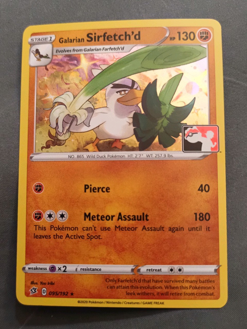 Galarian Sirfetch’d Cosmos Holo 095/192 Play Stamp Pokemon Card