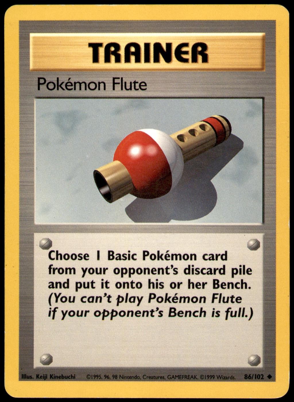 Pokemon Flute 86/102 Uncommon Base Set Unlimited Pokemon Heavily Played