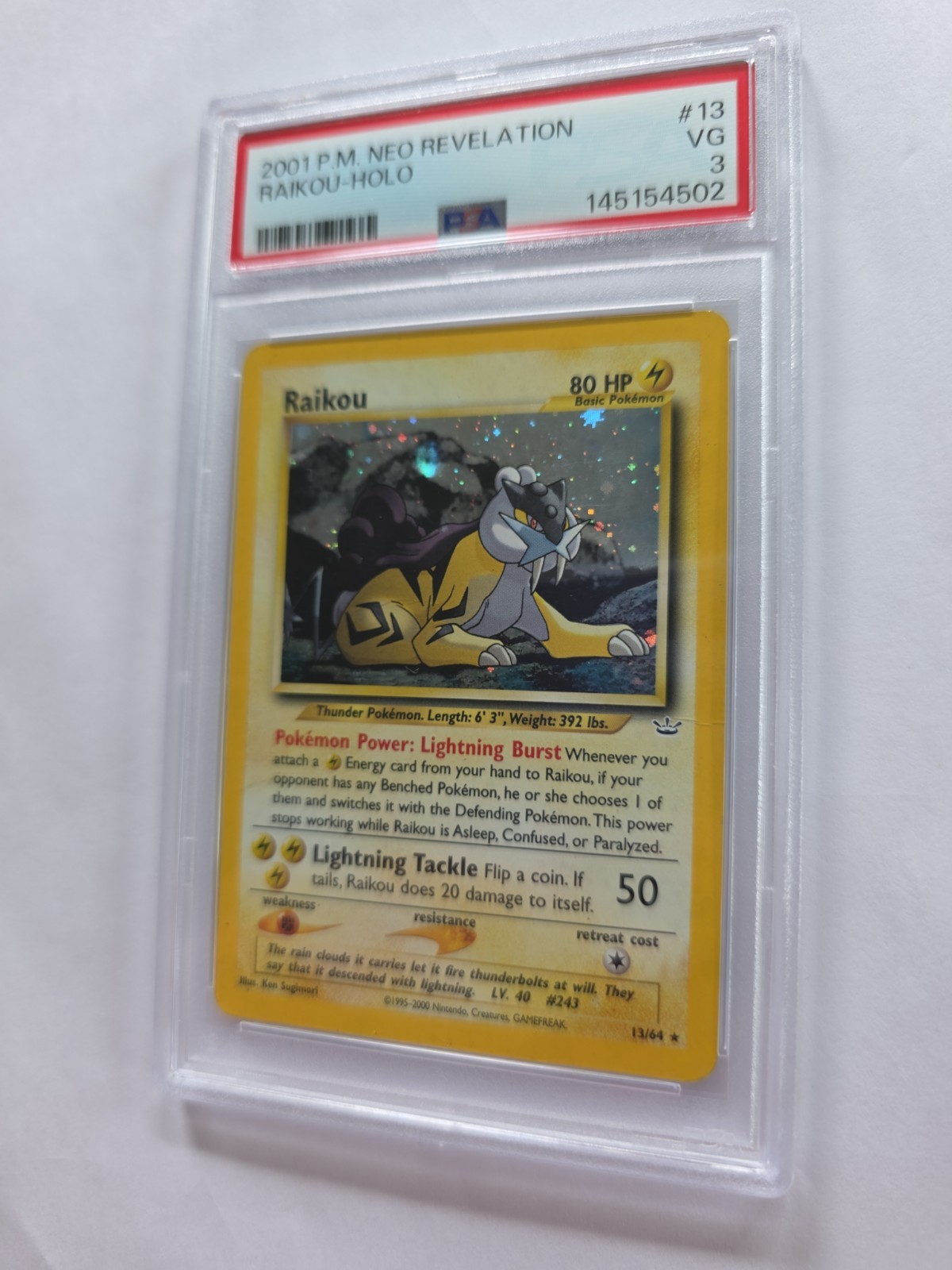 Pokémon TCG Raikou Neo Revelation Holo Rare Card 13/64
