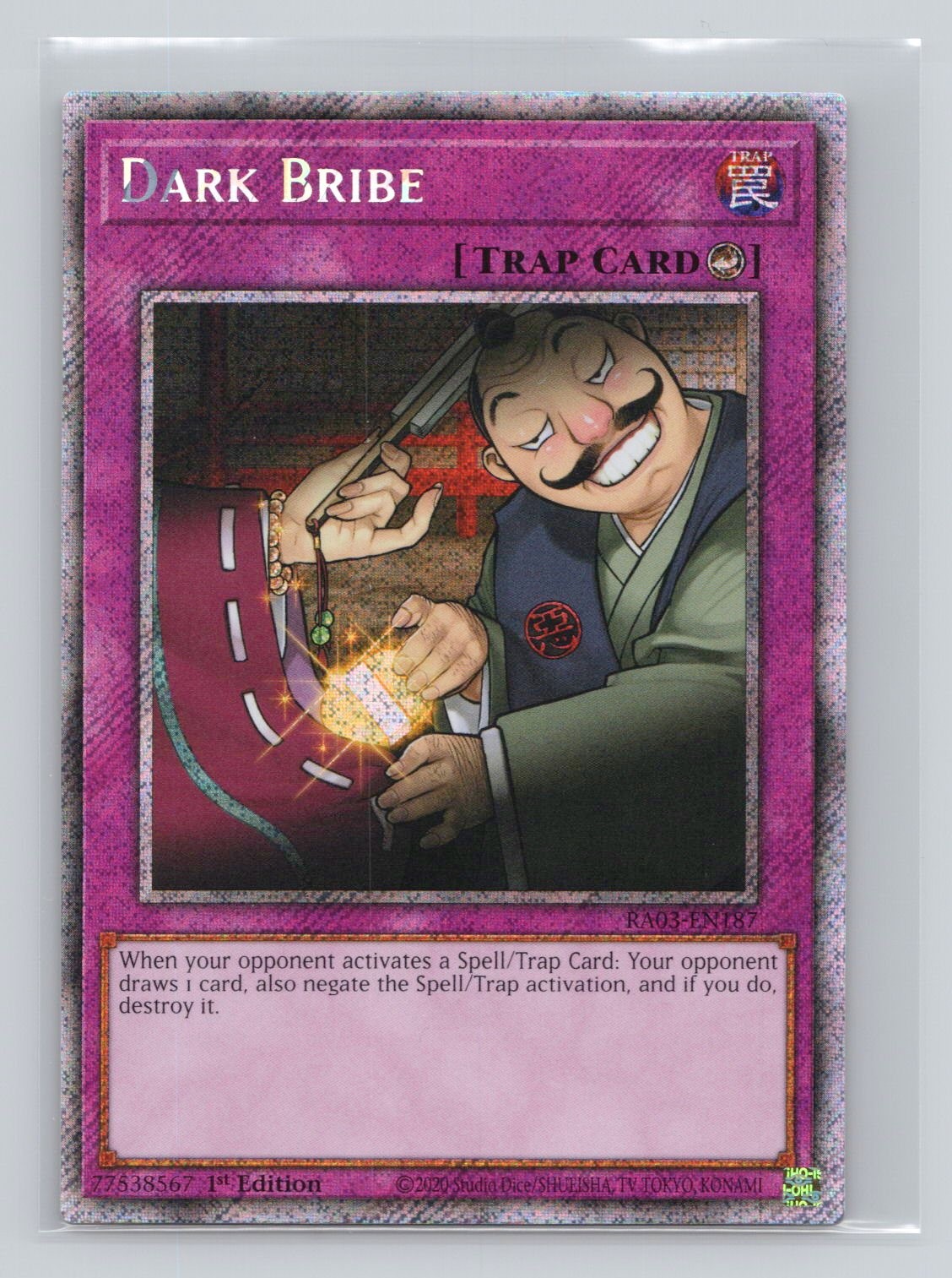 Dark Bribe Platinum Secret Rare Quarter Century Bonanza RA03-EN187 NM