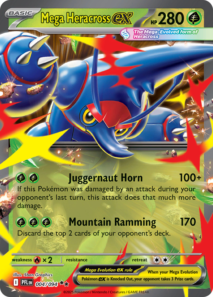 Mega Heracross ex 004/094 – Phantasmal Flames- Pokemon TCG – Double Rare