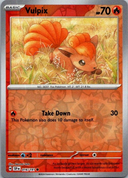 Vulpix Common SV08: Surging Sparks 016/191 NM Reverse