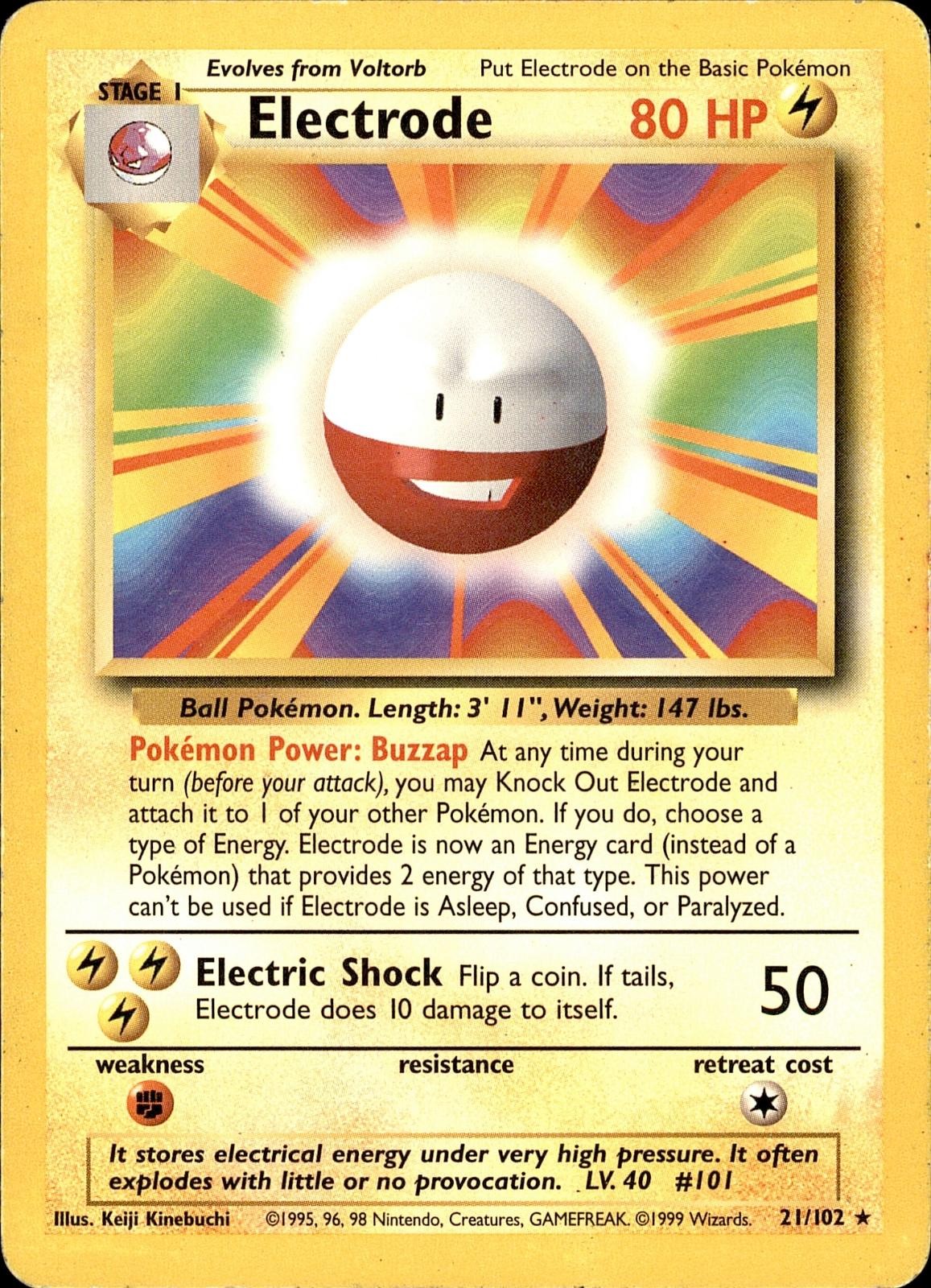 POKEMON ELECTRODE 21/102 BASE SET UNLIMITED RARE MP